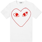 Comme des Garçons Play Men's Outline Heart Logo T-Shirt in White/Red