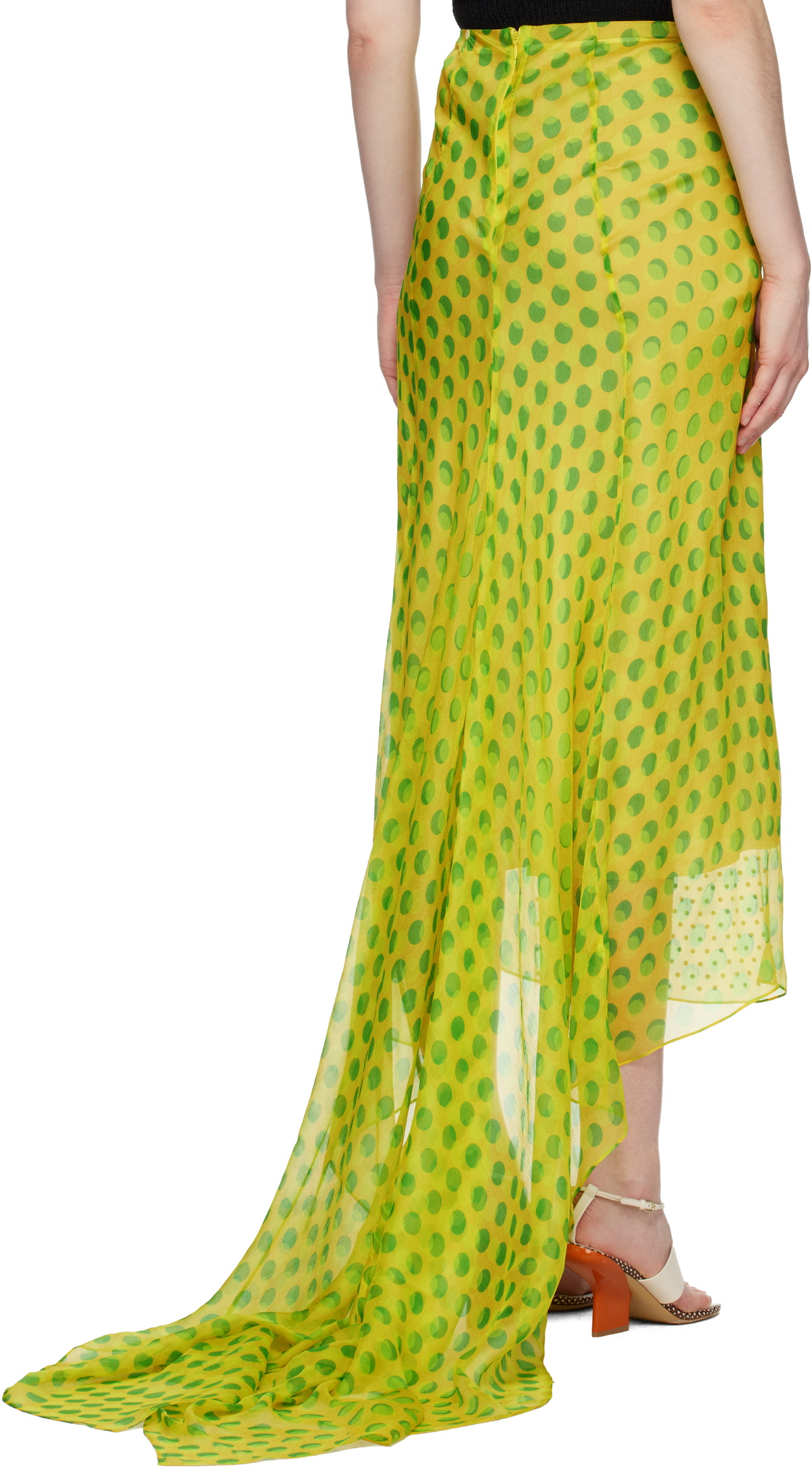 Dries Van Noten Yellow Embellished Silk Maxi Skirt