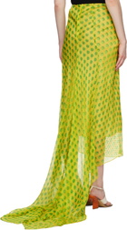 Dries Van Noten Yellow Embellished Silk Maxi Skirt