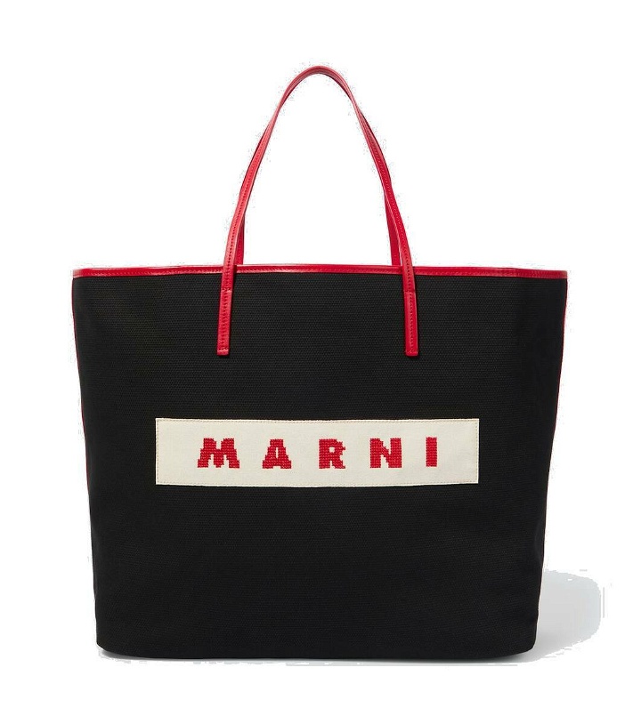 Photo: Marni Leather-trimmed cotton canvas tote bag