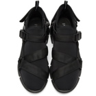 Prada Black Neoprene Buckled Wedge Sneakers