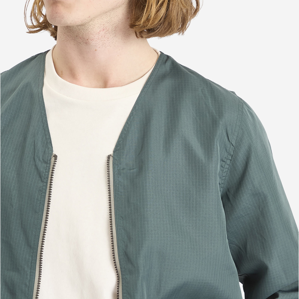 Taion Men's Military Reversible V-Neck Cardigan in Dark Sage Green