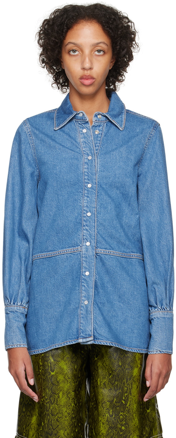 GANNI Women's Future Denim Shirt in Dark Blue Vintage GANNI