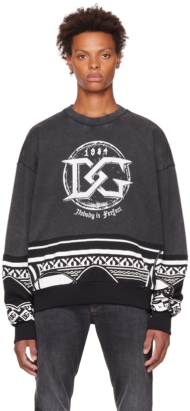 Photo: Dolce & Gabbana Gray Printed Sweatshirt
