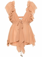 Chloé Orange Ruffled Silk Blouse
