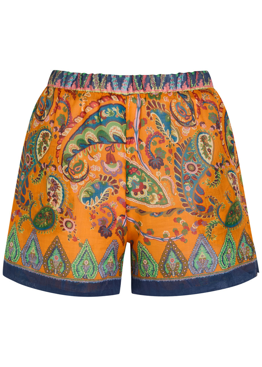 Etro Paisley-print Ramie Shorts Orange