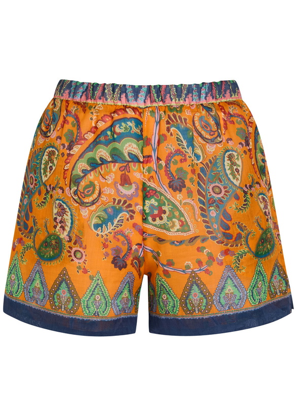 Photo: Etro Paisley-print Ramie Shorts Orange