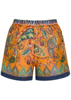 Etro Paisley-print Ramie Shorts Orange
