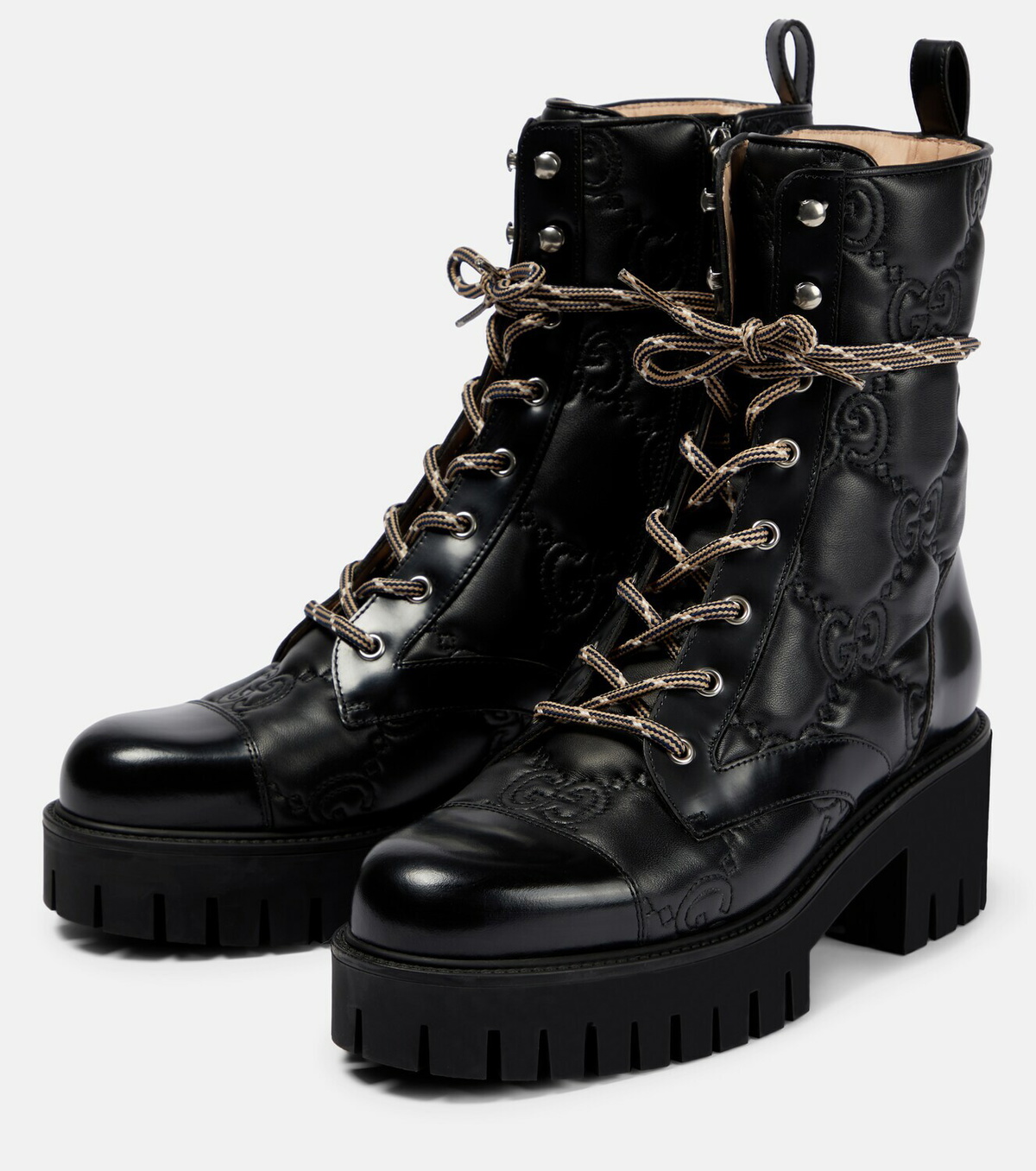 Gucci - GG quilted leather lace-up boots