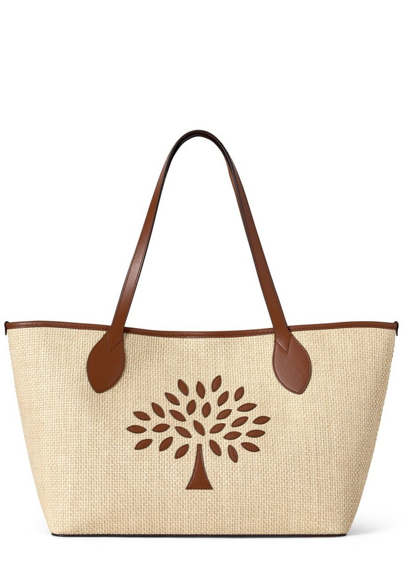 Photo: Mulberry Logo Raffia Small Tote bag - Cream - One Size