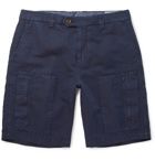 Brunello Cucinelli - Linen and Cotton-Blend Twill Cargo Shorts - Men - Navy