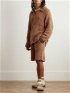 The Elder Statesman - Straight-Leg Cashmere, Silk and Alpaca-Blend Bouclé Drawstring Shorts - Brown