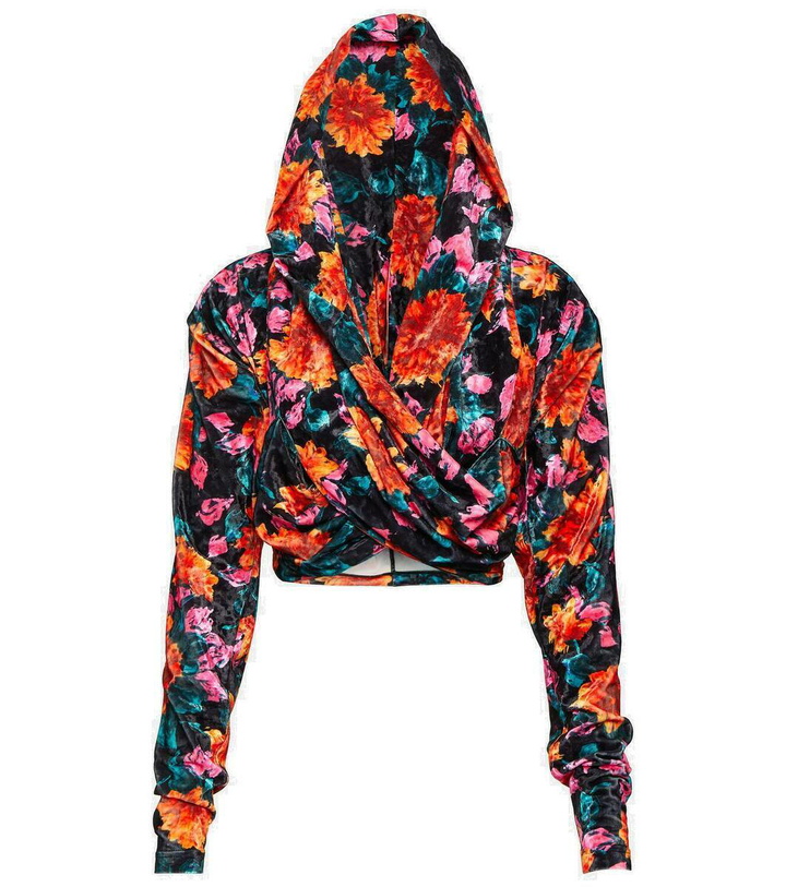 Photo: Rotate Birger Christensen Floral hooded velvet top