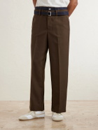 Sacai - Straight-Leg Belted Denim-Trimmed Woven Trousers - Brown