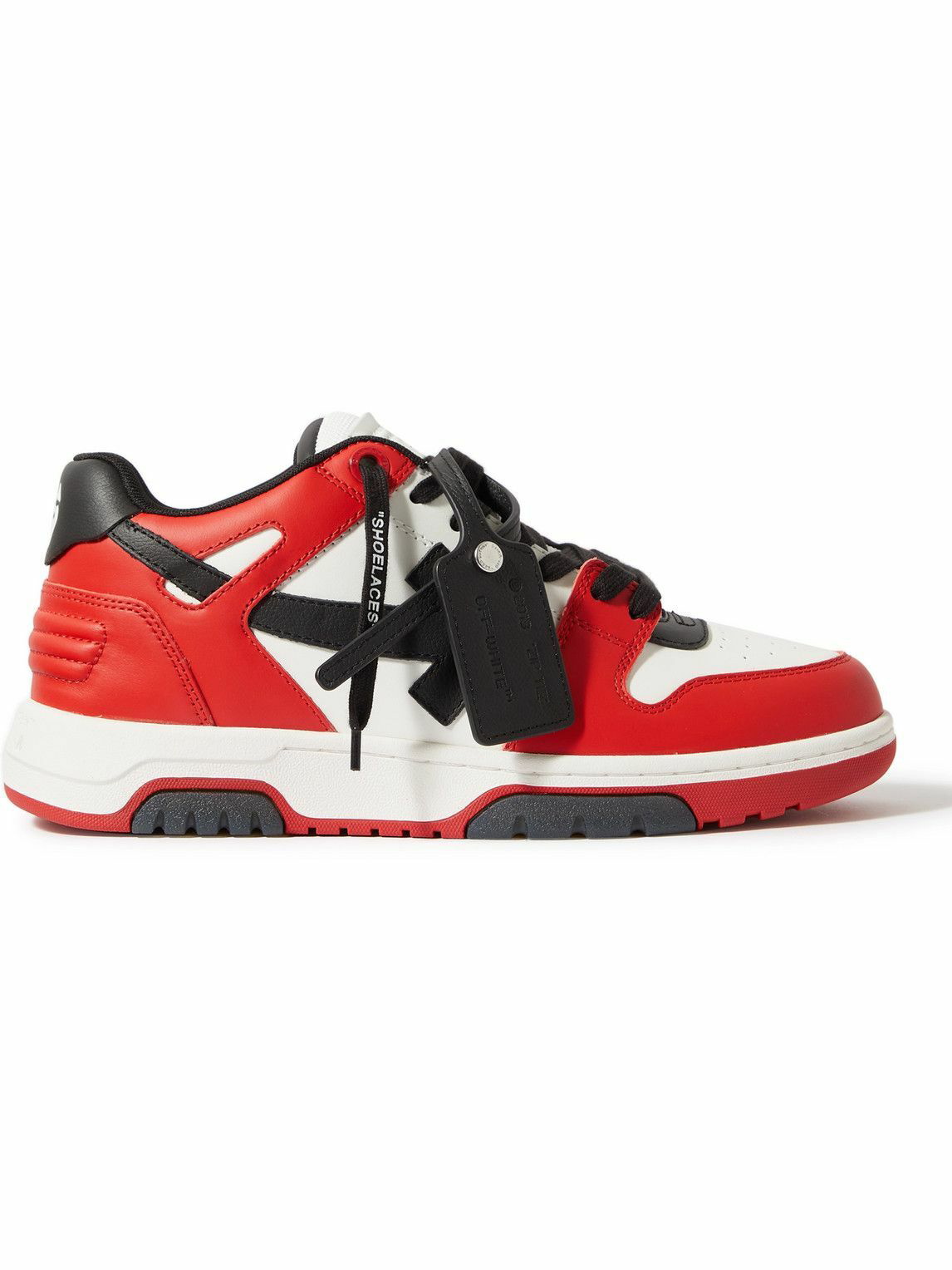 OffWhite Out of Office Leather Sneakers Red OffWhite