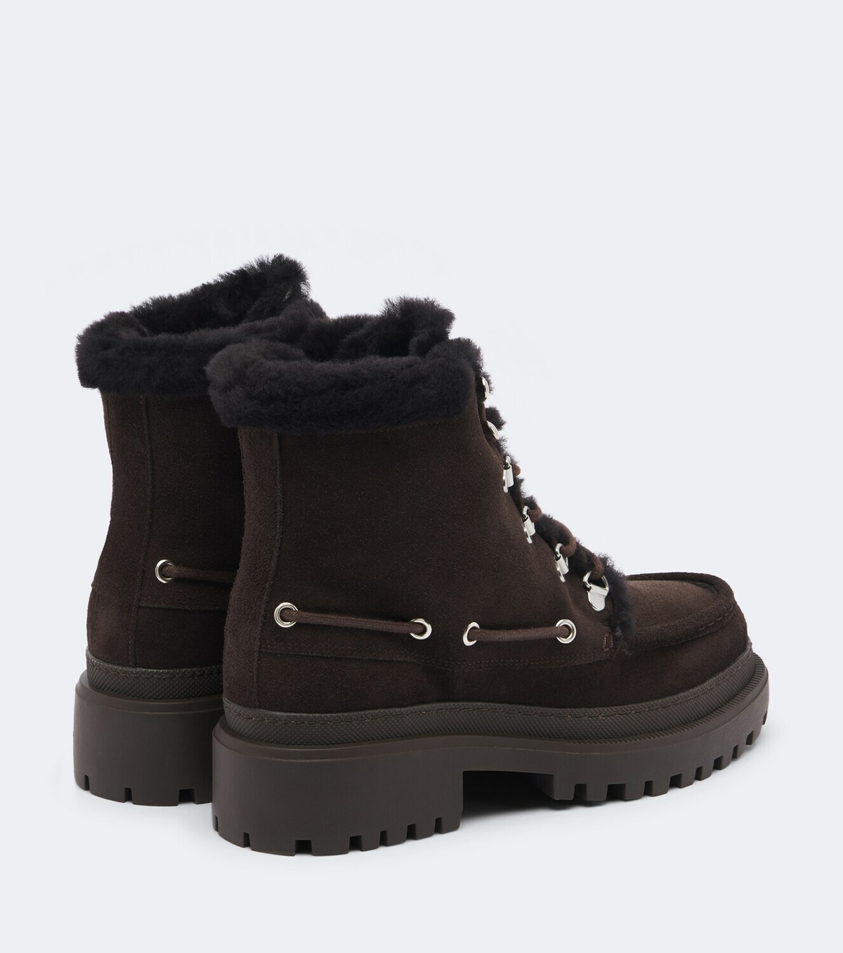 Yves Salomon Shearling-lined suede lace-up boots
