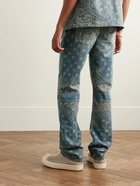 AMIRI - Straight-Leg Distressed Bandana-Jacquard Jeans - Blue