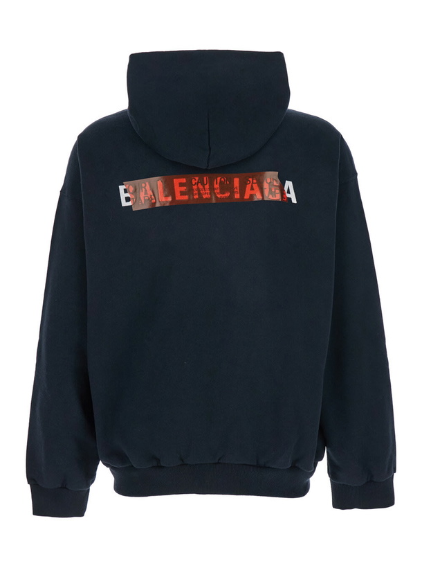 Photo: Balenciaga Black Hoodie With Logo Lettering On Front And Rear In Cotton Man