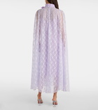 Rodarte Caped floral lace midi dress