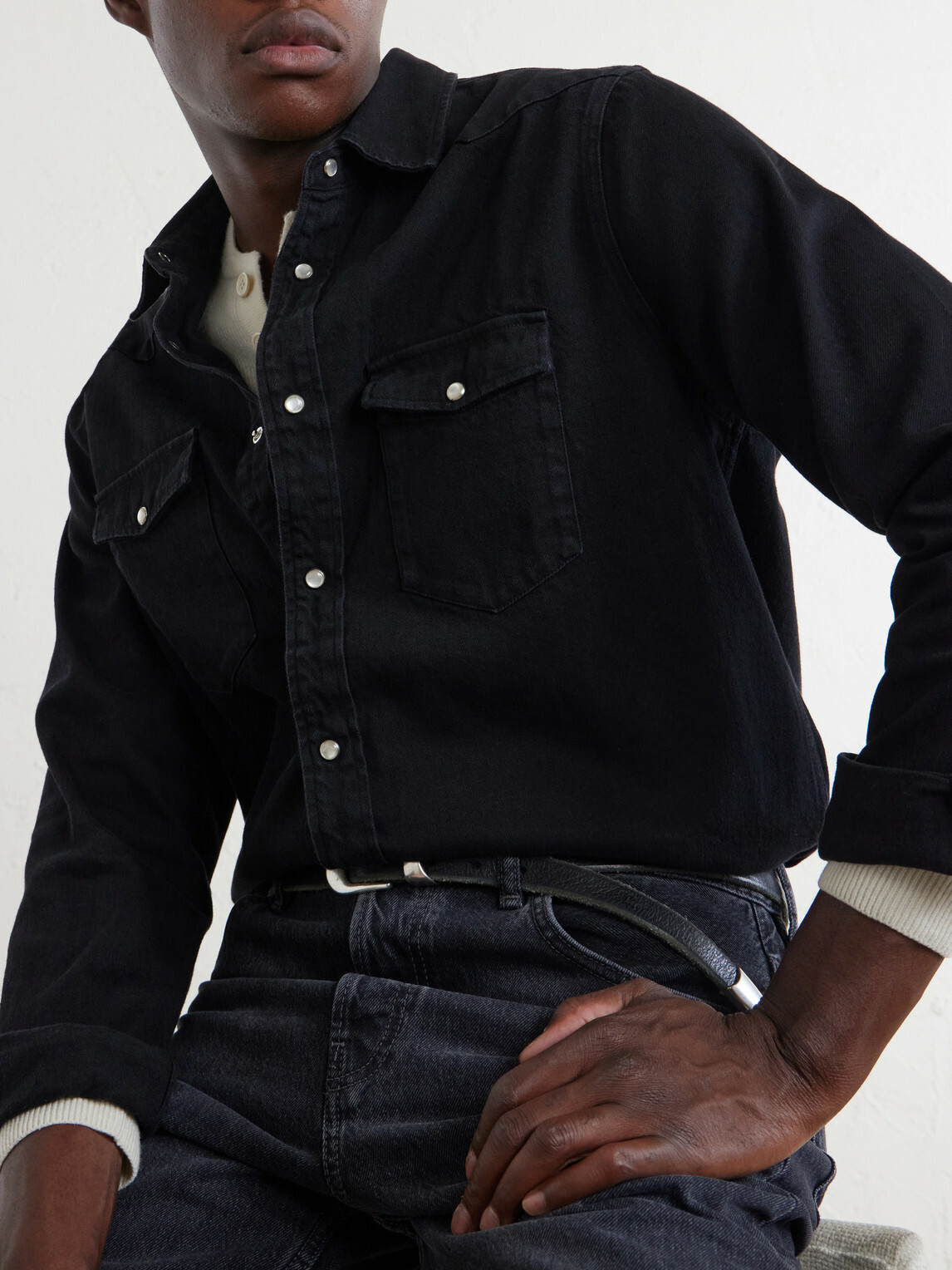 Mr P. - Western Denim Shirt - Black