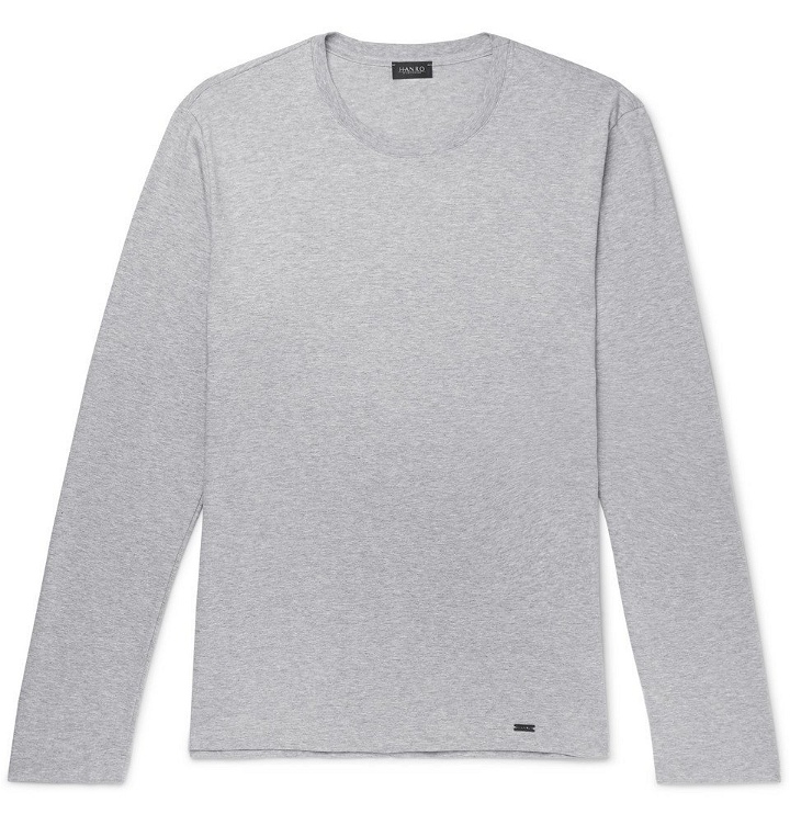 Photo: Hanro - Mélange Cotton-Jersey T-Shirt - Light gray