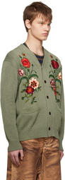 Junya Watanabe Green Floral Cardigan