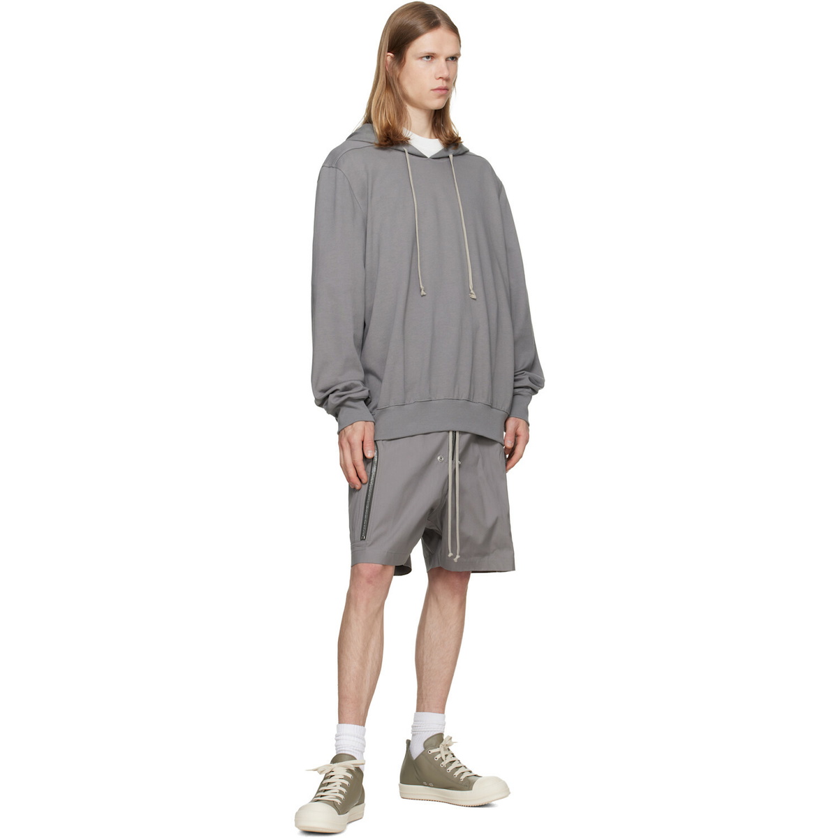 Rick Owens Gray Tower Heizer Cargo Shorts