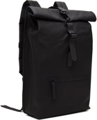RAINS Black Rolltop Backpack