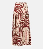 Johanna Ortiz Gathered printed linen maxi skirt