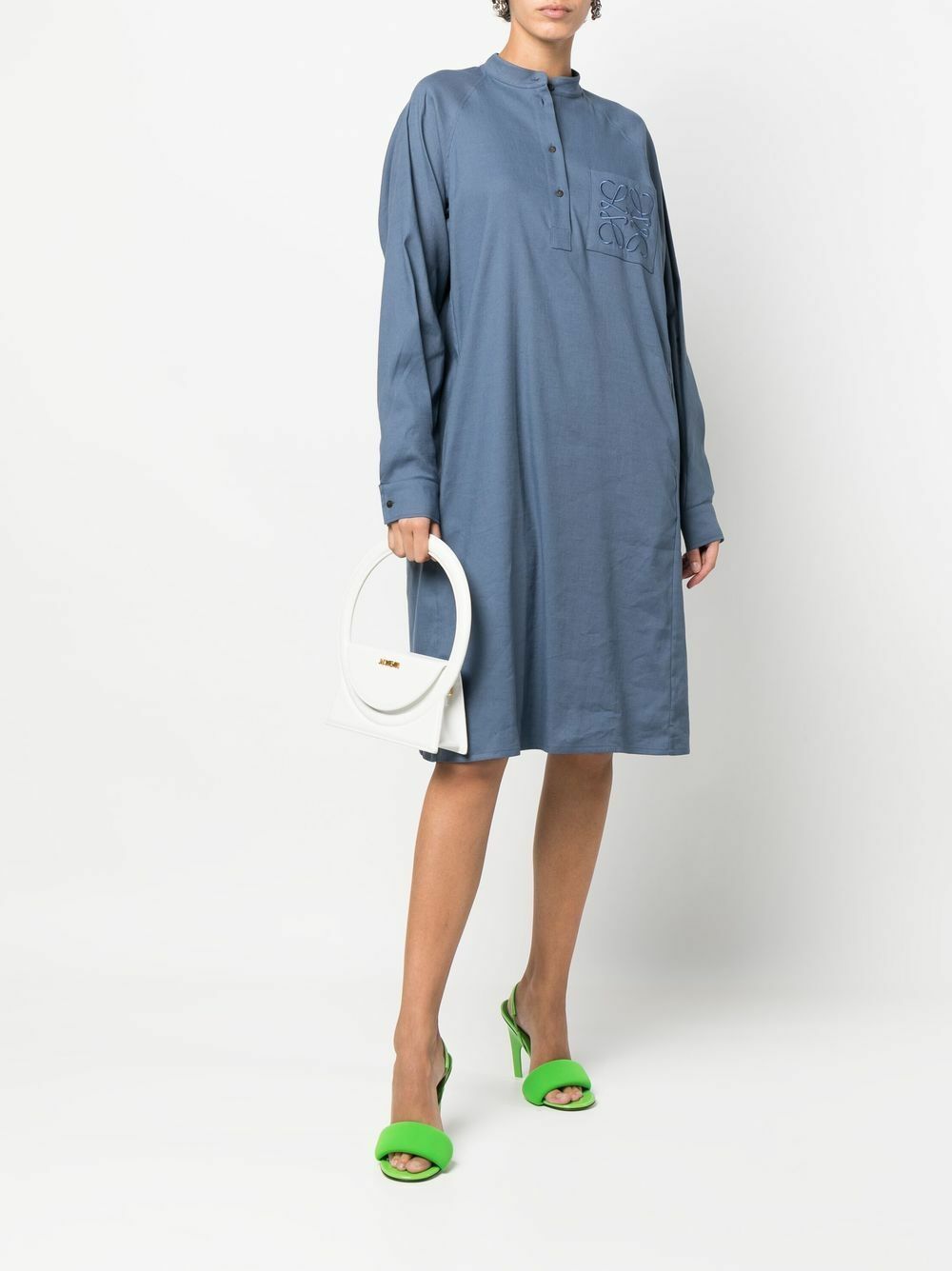 LOEWE - Anagram Linen Blend Silk Tunic Dress Loewe