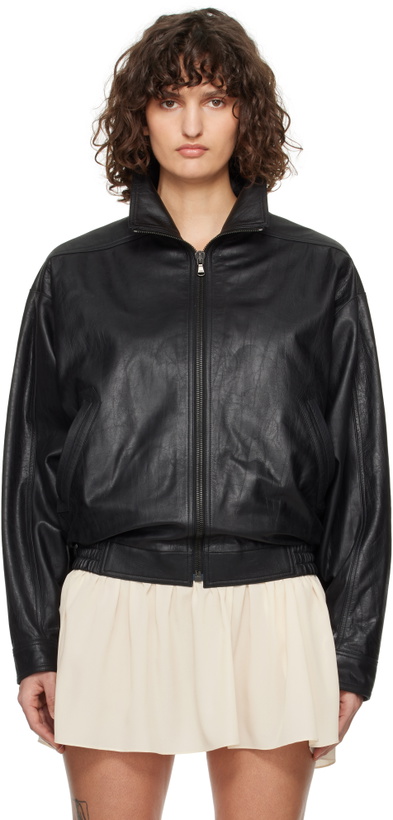 Photo: RECTO Black Vintage Crack Effect Leather Jacket