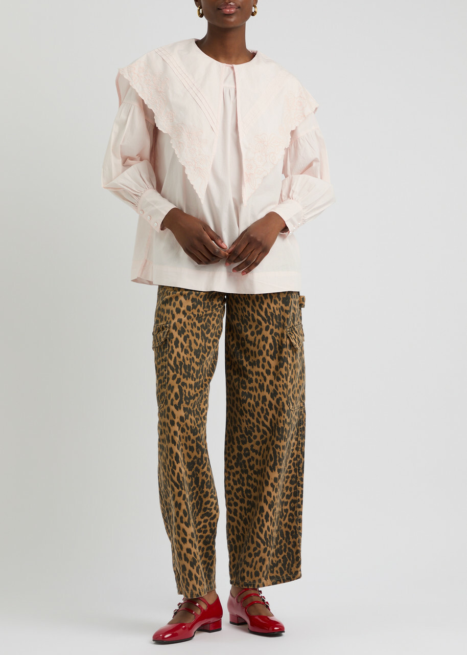 Damson Madder Candy Broderie Anglaise Cotton Blouse Pink