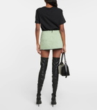 Blancha Leather-trimmed shearling miniskirt