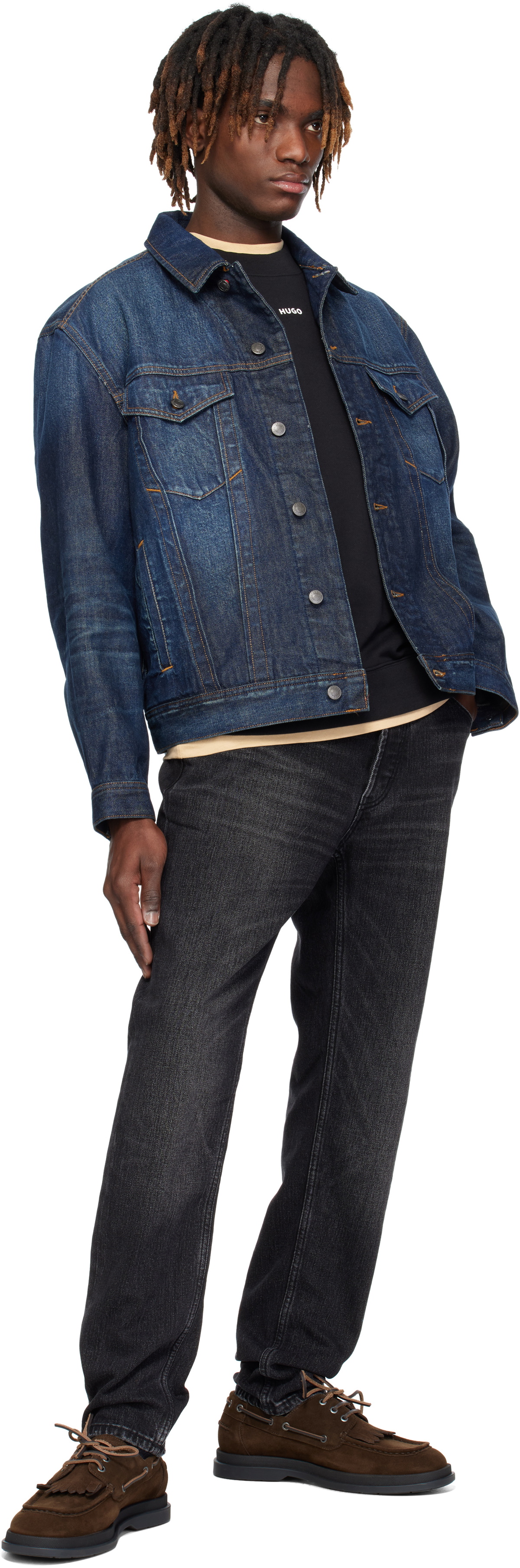 Hugo Blue Adjustable Hem Denim Jacket