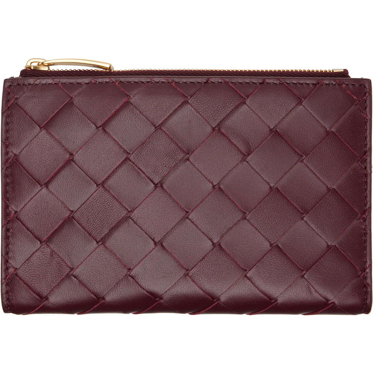 Bottega Veneta Burgundy Intrecciato Medium Bi-Fold Wallet