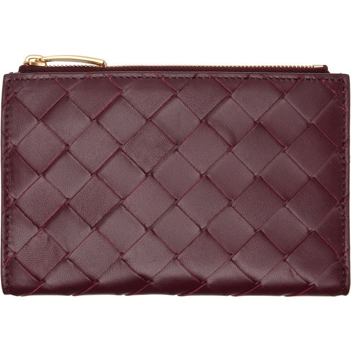 Photo: Bottega Veneta Burgundy Intrecciato Medium Bi-Fold Wallet