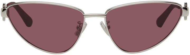 Photo: Bottega Veneta Silver Cat-Eye Sunglasses