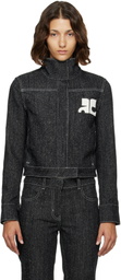 Courrèges Black Denim Tweed Jacket