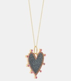 Ileana Makri Halo Heart 18kt gold pendant necklace with rubies and sapphires