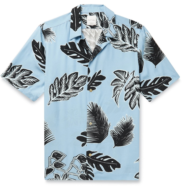 Photo: Paul Smith - Camp-Collar Printed Woven Shirt - Blue