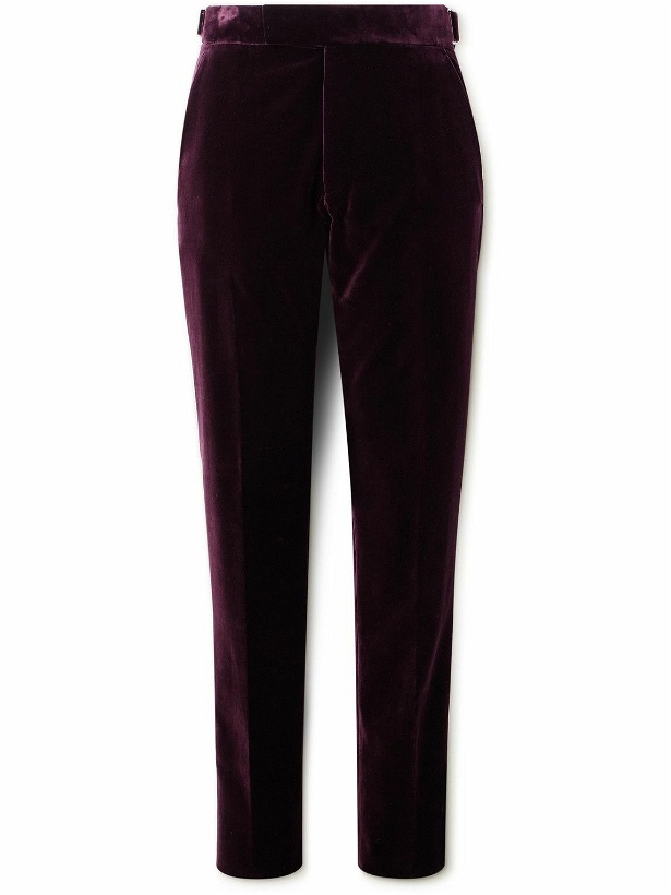 Photo: TOM FORD - Shelton Straight-Leg Cotton-Velvet Suit Trousers - Purple