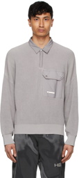 HELIOT EMIL Grey Knit Oversized Polo