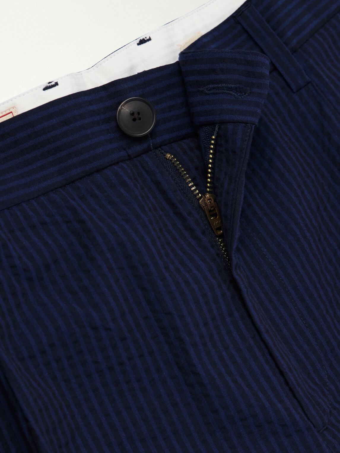 Portuguese Flannel - Atlantico Straight-Leg Organic Cotton-Seersucker Trousers - Blue