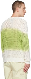 Stüssy White & Green Crewneck Sweater