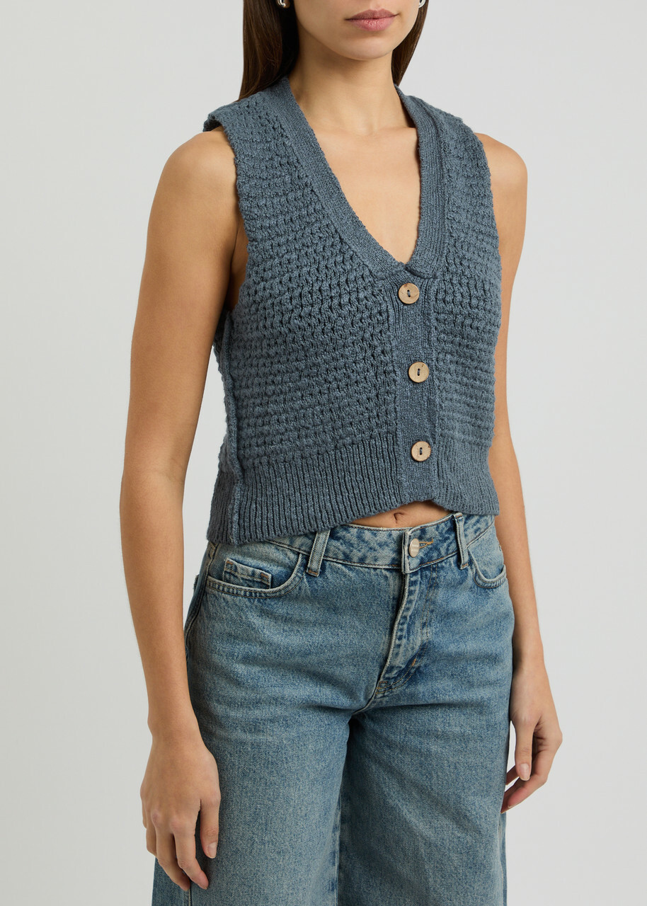 Free People Ava Cotton-blend Vest Indigo