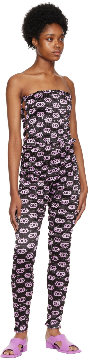 Amy Crookes Black Shirred Tank Top