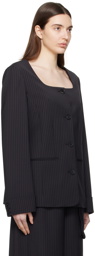 OPEN YY Navy Square Neck Blazer