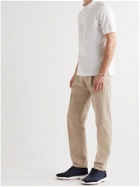 DUNHILL - Tapered Pleated Cotton and Mulberry Silk-Blend Trousers - Neutrals