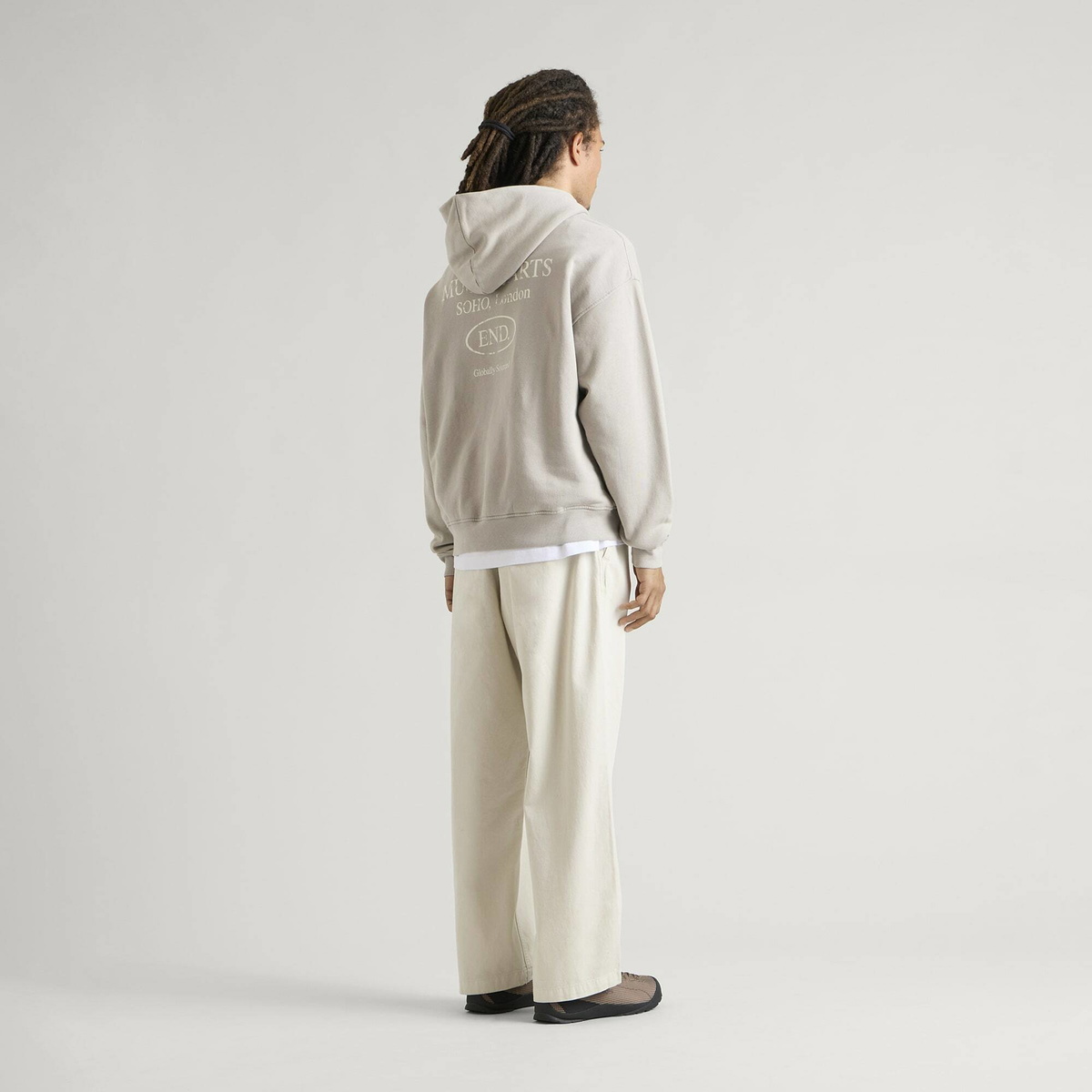 END. Worn Established Hoodie in Washed Grey