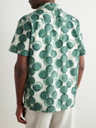 Mr P. - Camp-Collar Printed Cotton-Poplin Shirt - Green